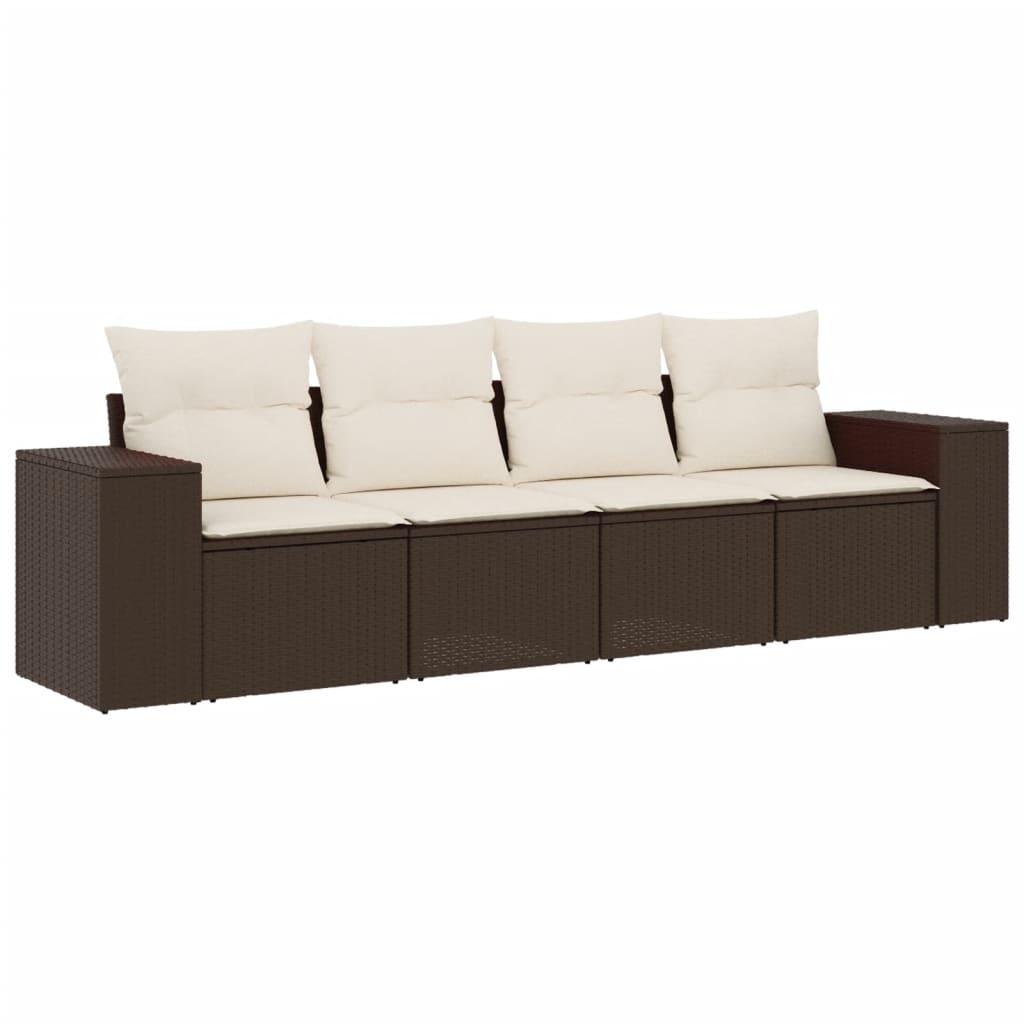 4-delige Loungeset met kussens poly rattan bruin is nu te koop bij PeponiXL, paradijselijk wonen!