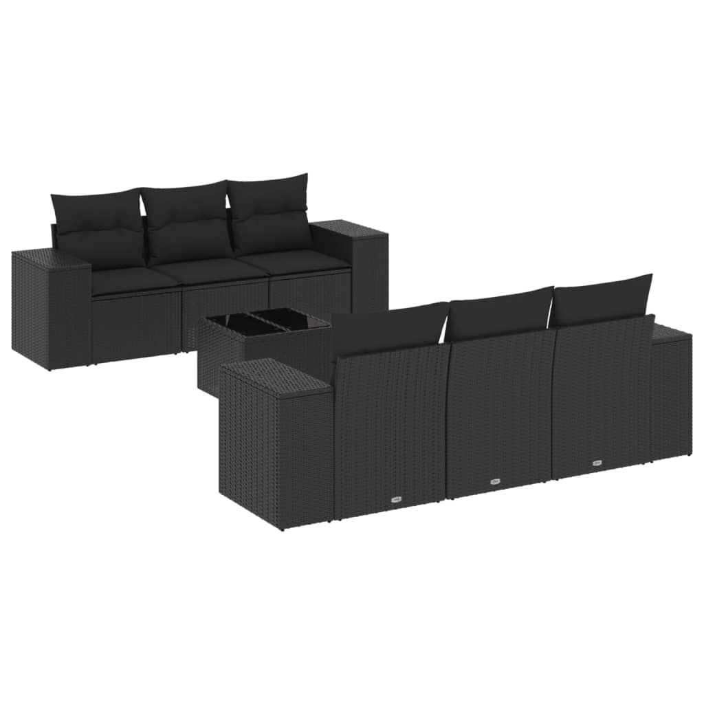 7-delige Loungeset met kussens poly rattan zwart is nu te koop bij PeponiXL, paradijselijk wonen!