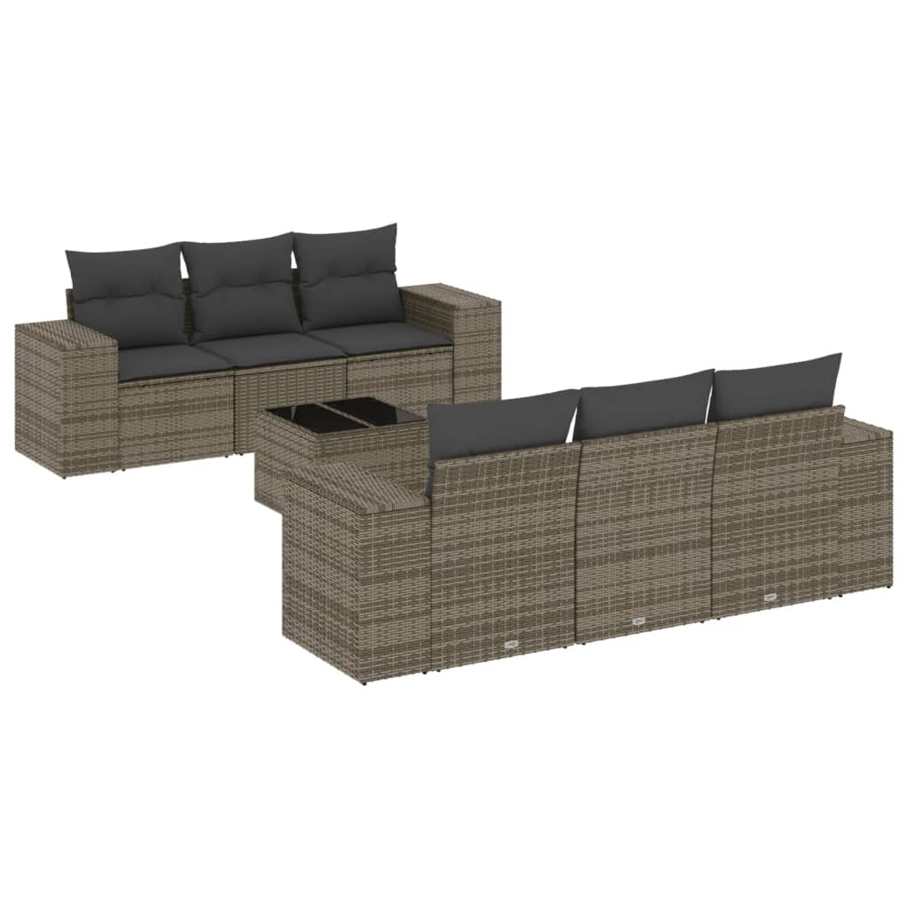 7-delige Loungeset met kussens poly rattan grijs is nu te koop bij PeponiXL, paradijselijk wonen!