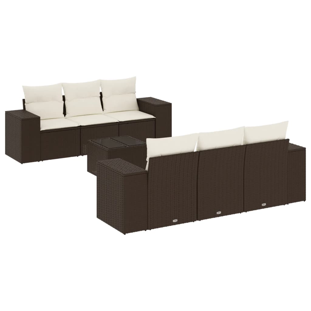 7-delige Loungeset met kussens poly rattan bruin is nu te koop bij PeponiXL, paradijselijk wonen!
