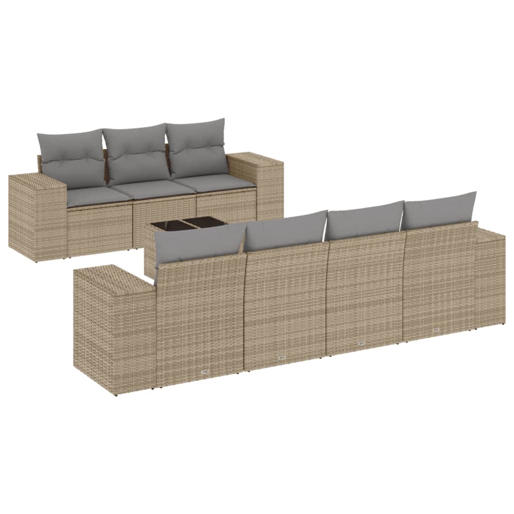 8-delige Loungeset met kussens poly rattan beige is nu te koop bij PeponiXL, paradijselijk wonen!