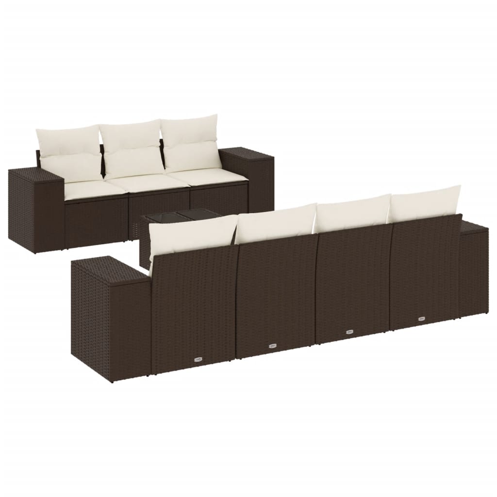 8-delige Loungeset met kussens poly rattan bruin is nu te koop bij PeponiXL, paradijselijk wonen!