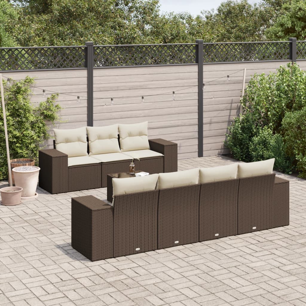 8-delige Loungeset met kussens poly rattan bruin is nu te koop bij PeponiXL, paradijselijk wonen!