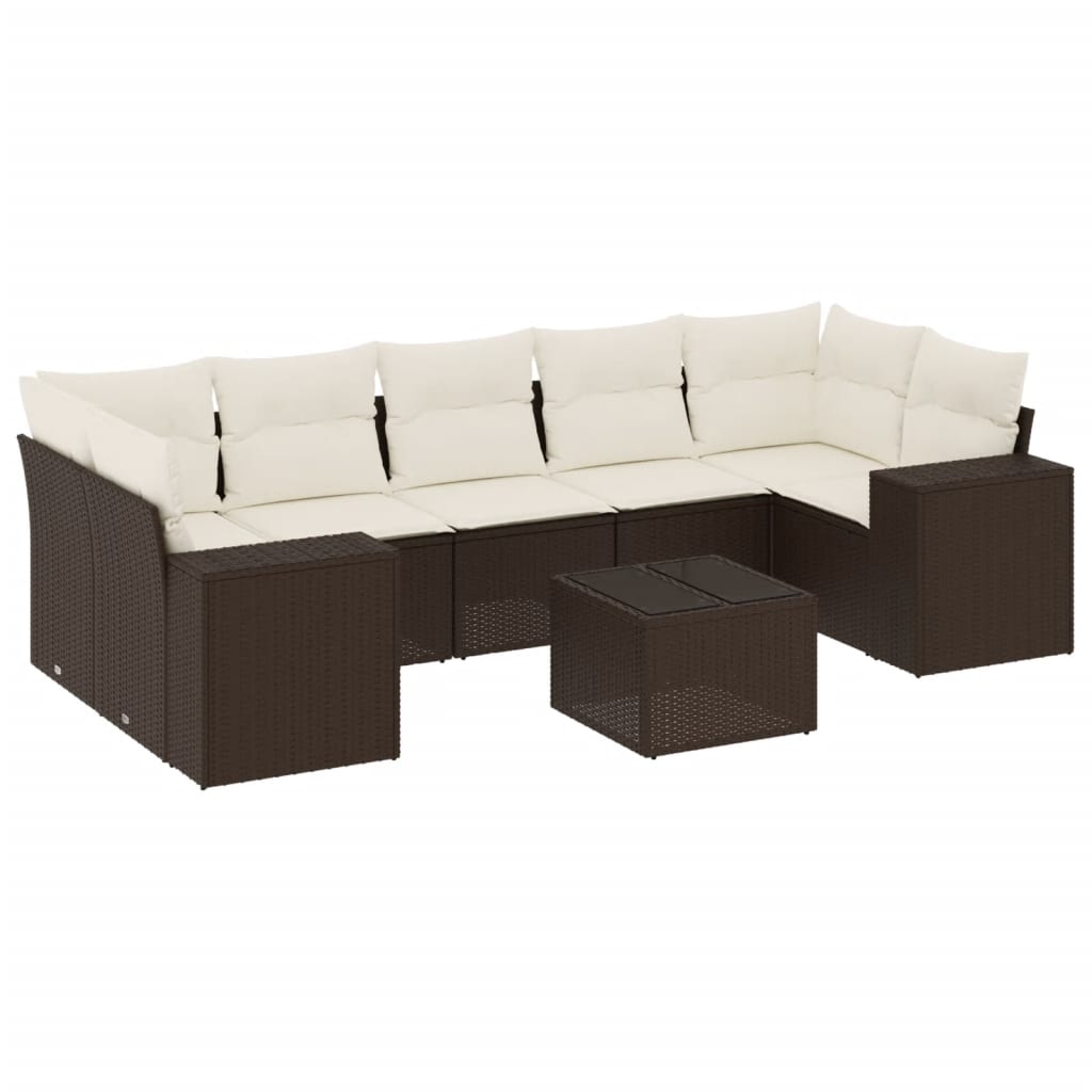 8-delige Loungeset met kussens poly rattan bruin is nu te koop bij PeponiXL, paradijselijk wonen!