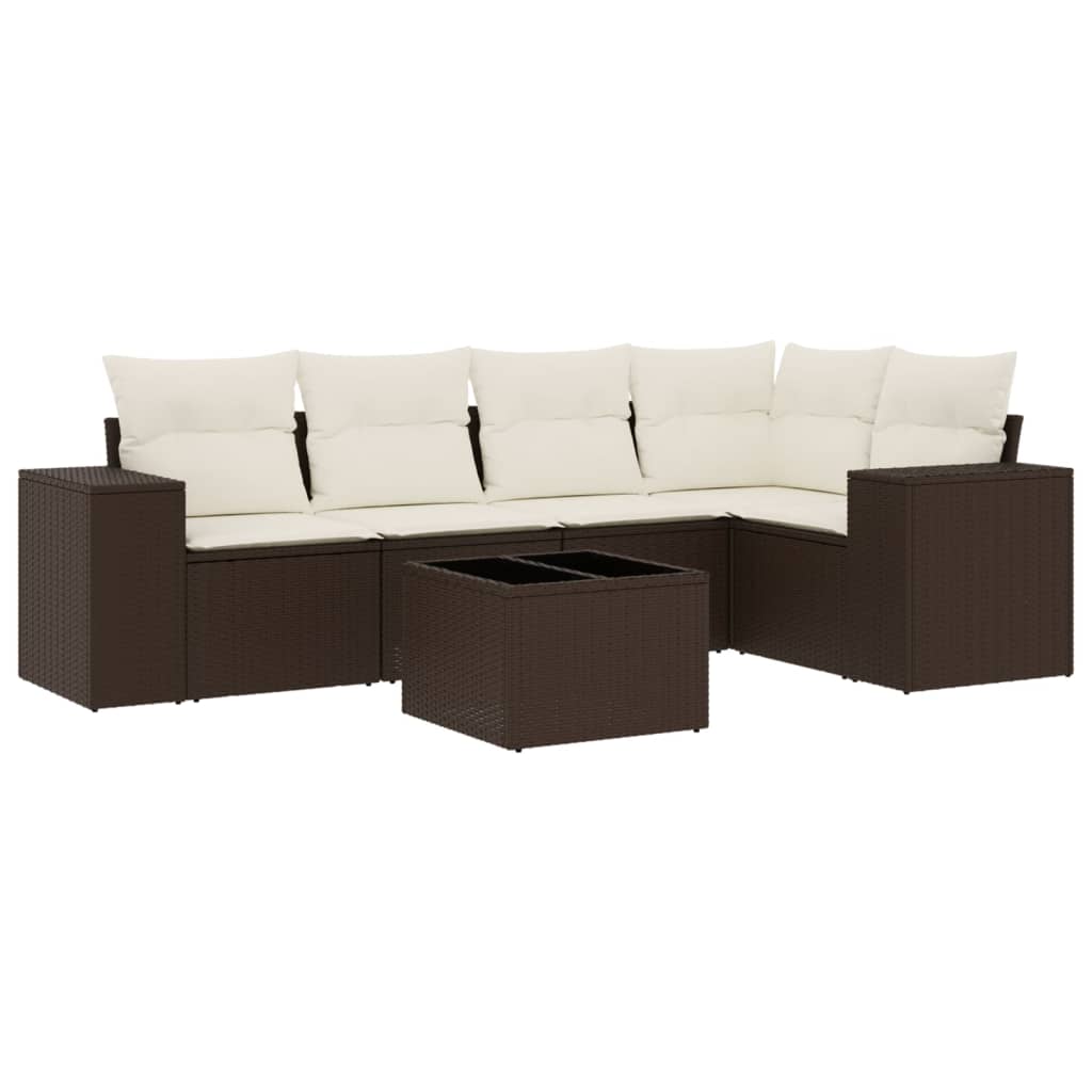 6-delige Loungeset met kussens poly rattan bruin is nu te koop bij PeponiXL, paradijselijk wonen!