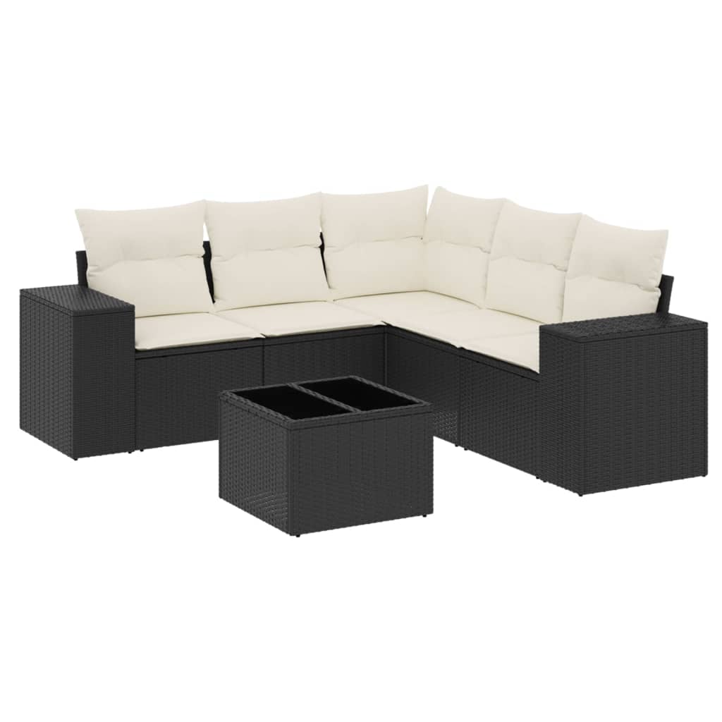 6-delige Loungeset met kussens poly rattan zwart is nu te koop bij PeponiXL, paradijselijk wonen!