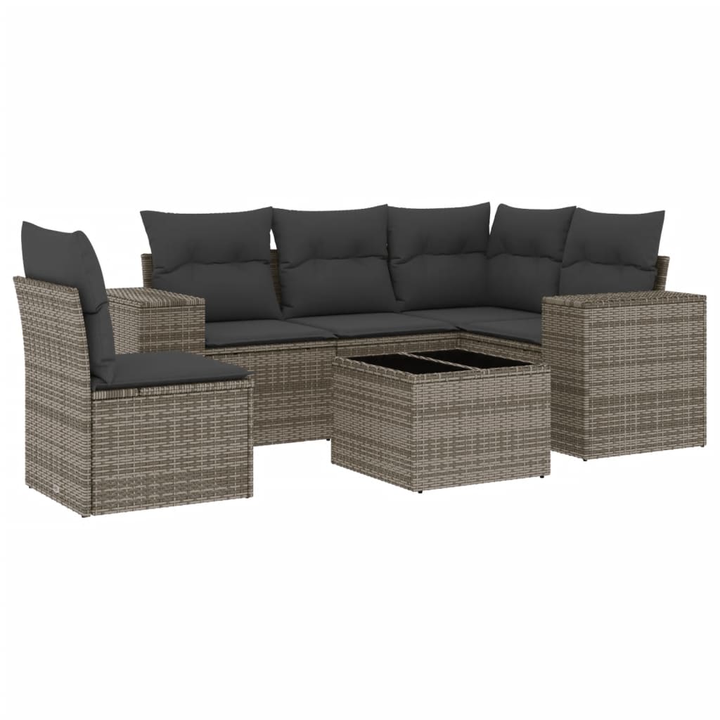 6-delige Loungeset met kussens poly rattan grijs is nu te koop bij PeponiXL, paradijselijk wonen!