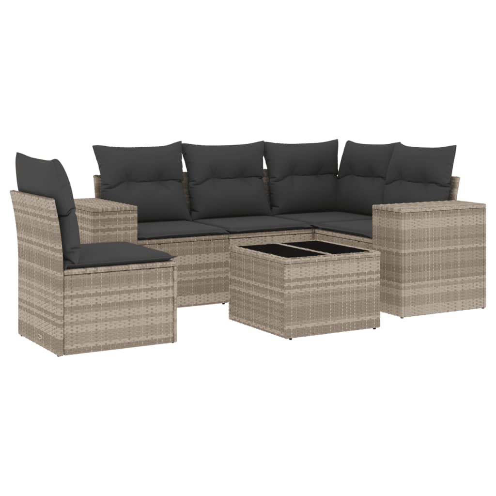 6-delige Loungeset met kussens poly rattan lichtgrijs is nu te koop bij PeponiXL, paradijselijk wonen!