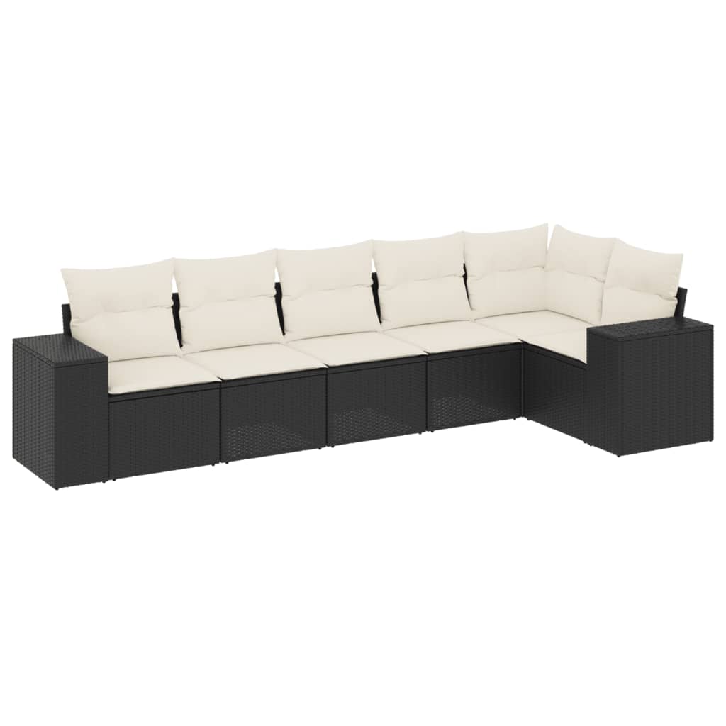 6-delige Loungeset met kussens poly rattan zwart is nu te koop bij PeponiXL, paradijselijk wonen!
