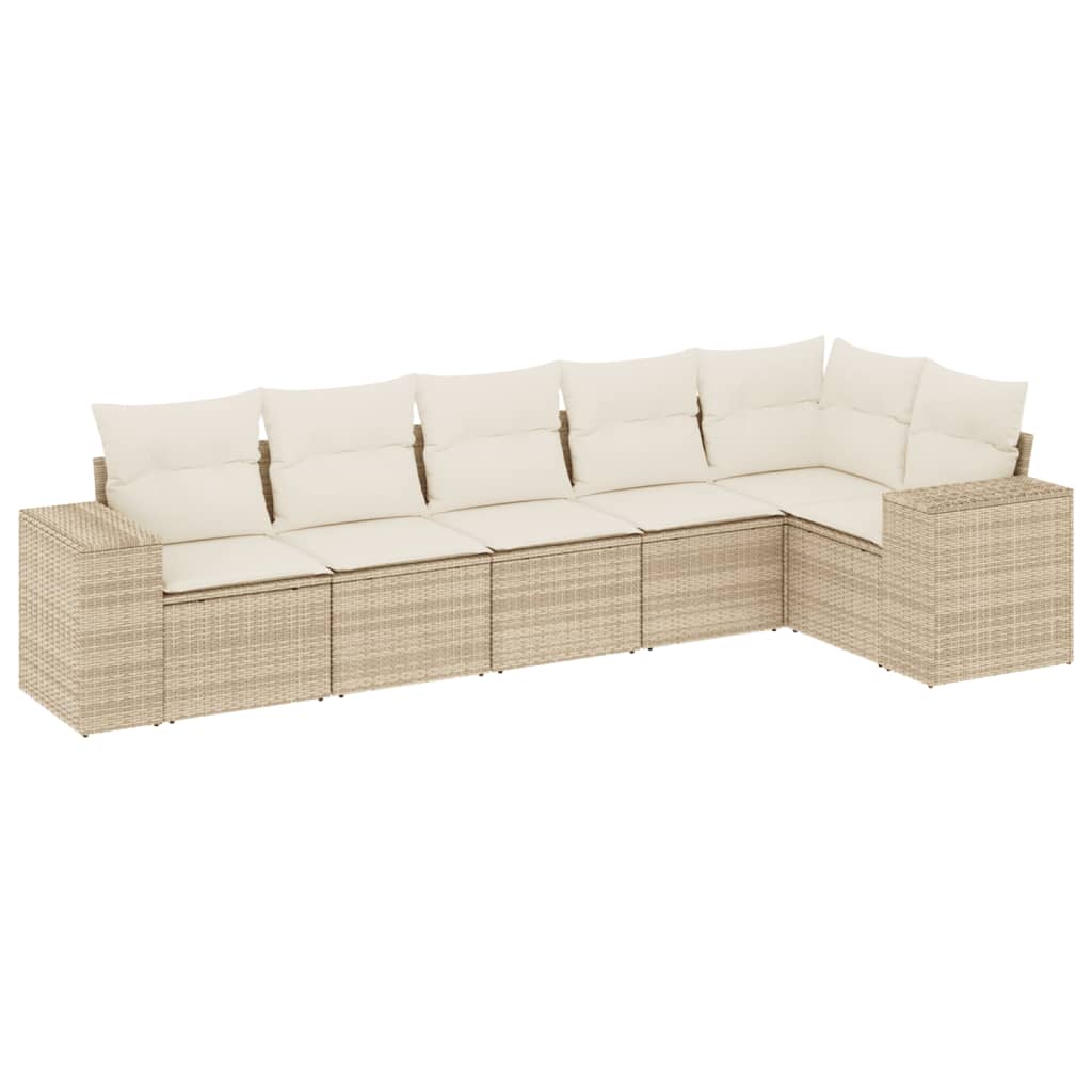 6-delige Loungeset met kussens poly rattan beige is nu te koop bij PeponiXL, paradijselijk wonen!