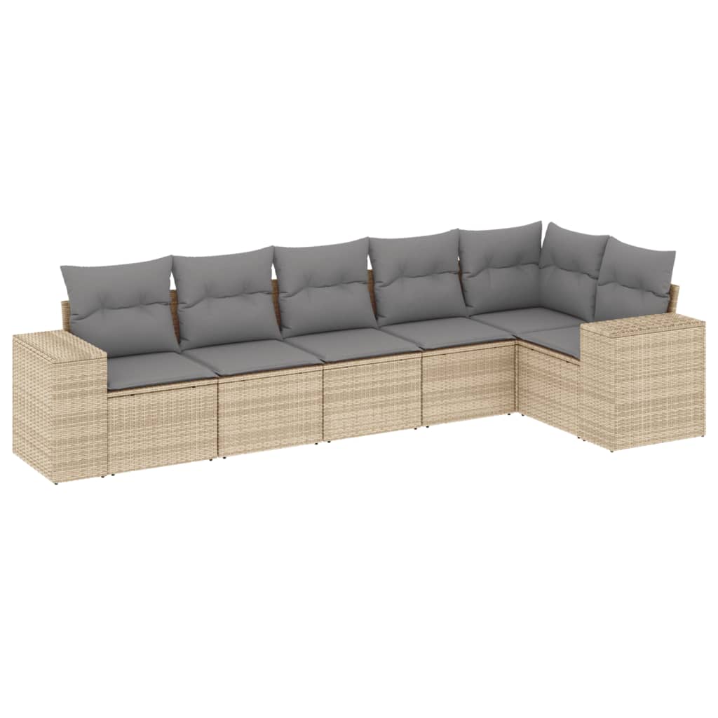 6-delige Loungeset met kussens poly rattan beige is nu te koop bij PeponiXL, paradijselijk wonen!