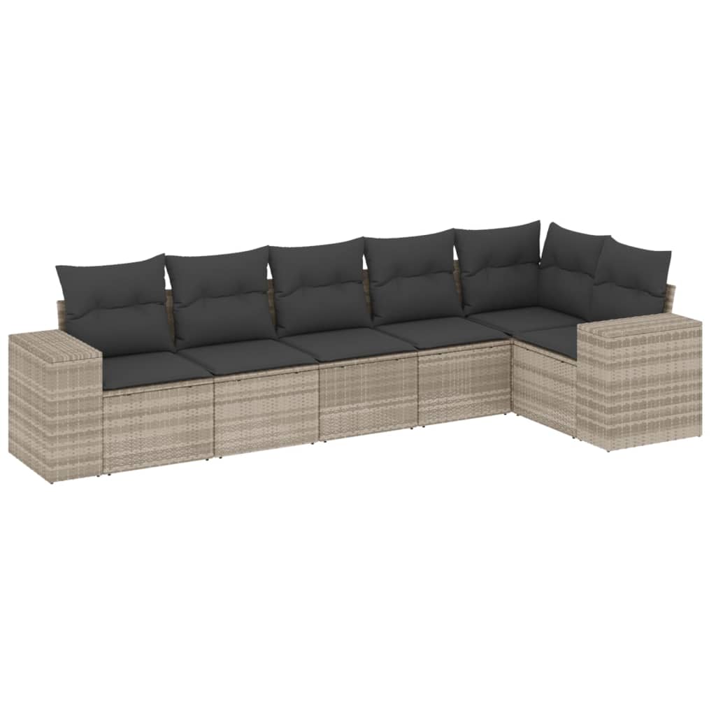 6-delige Loungeset met kussens poly rattan lichtgrijs is nu te koop bij PeponiXL, paradijselijk wonen!