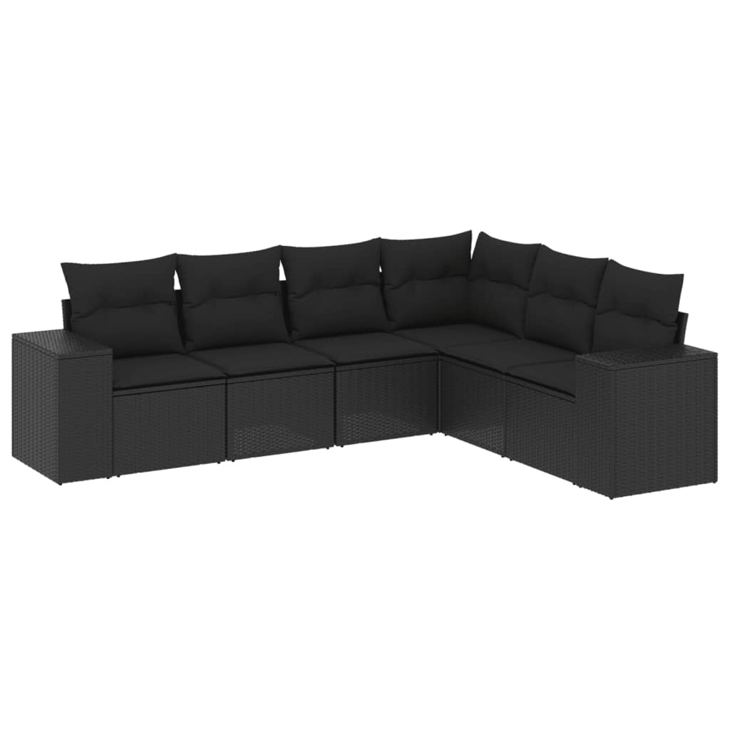 6-delige Loungeset met kussens poly rattan zwart is nu te koop bij PeponiXL, paradijselijk wonen!