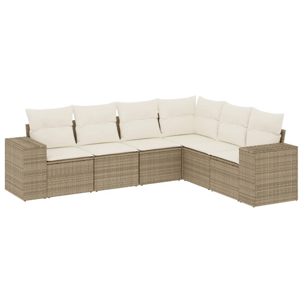 6-delige Loungeset met kussens poly rattan beige is nu te koop bij PeponiXL, paradijselijk wonen!