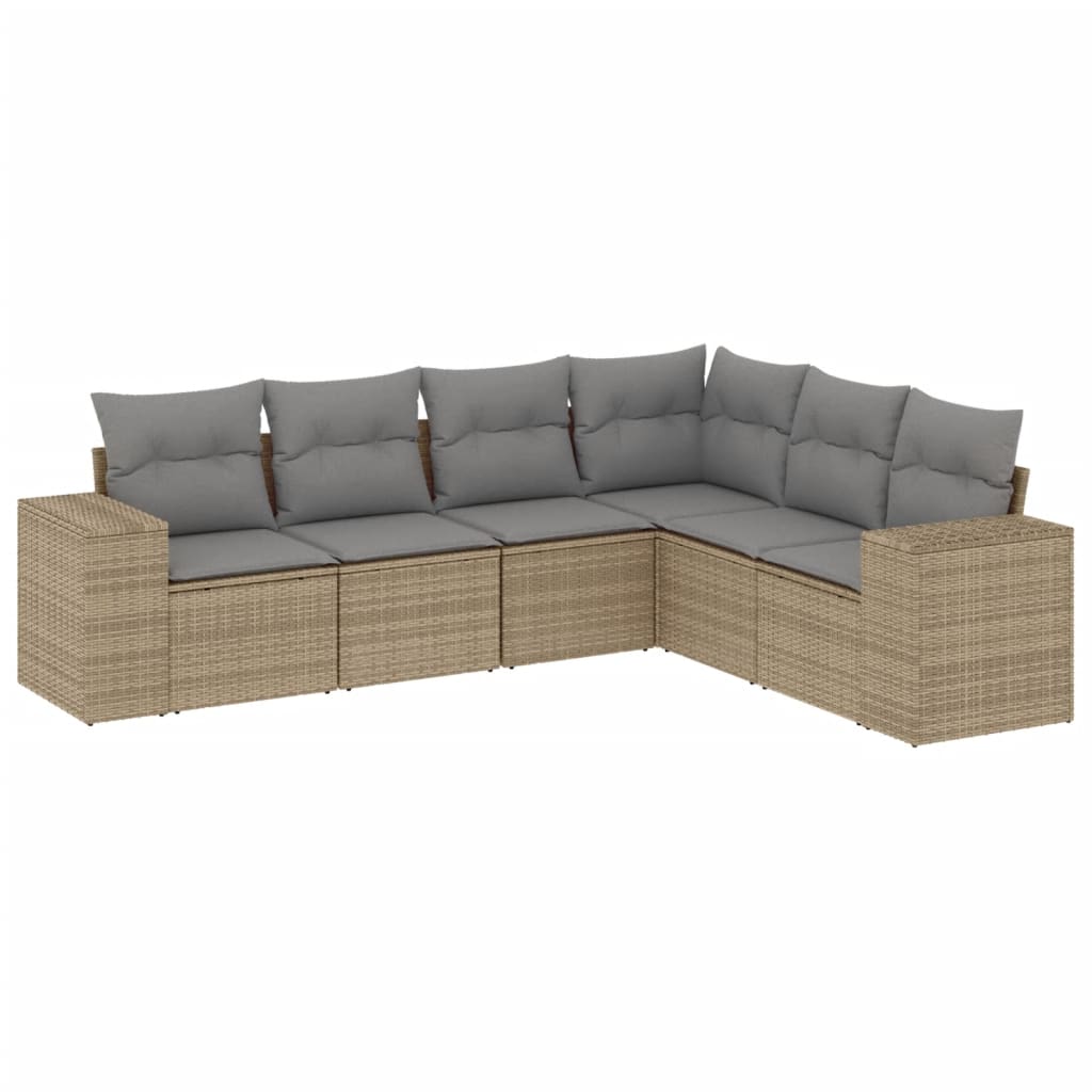 6-delige Loungeset met kussens poly rattan beige is nu te koop bij PeponiXL, paradijselijk wonen!