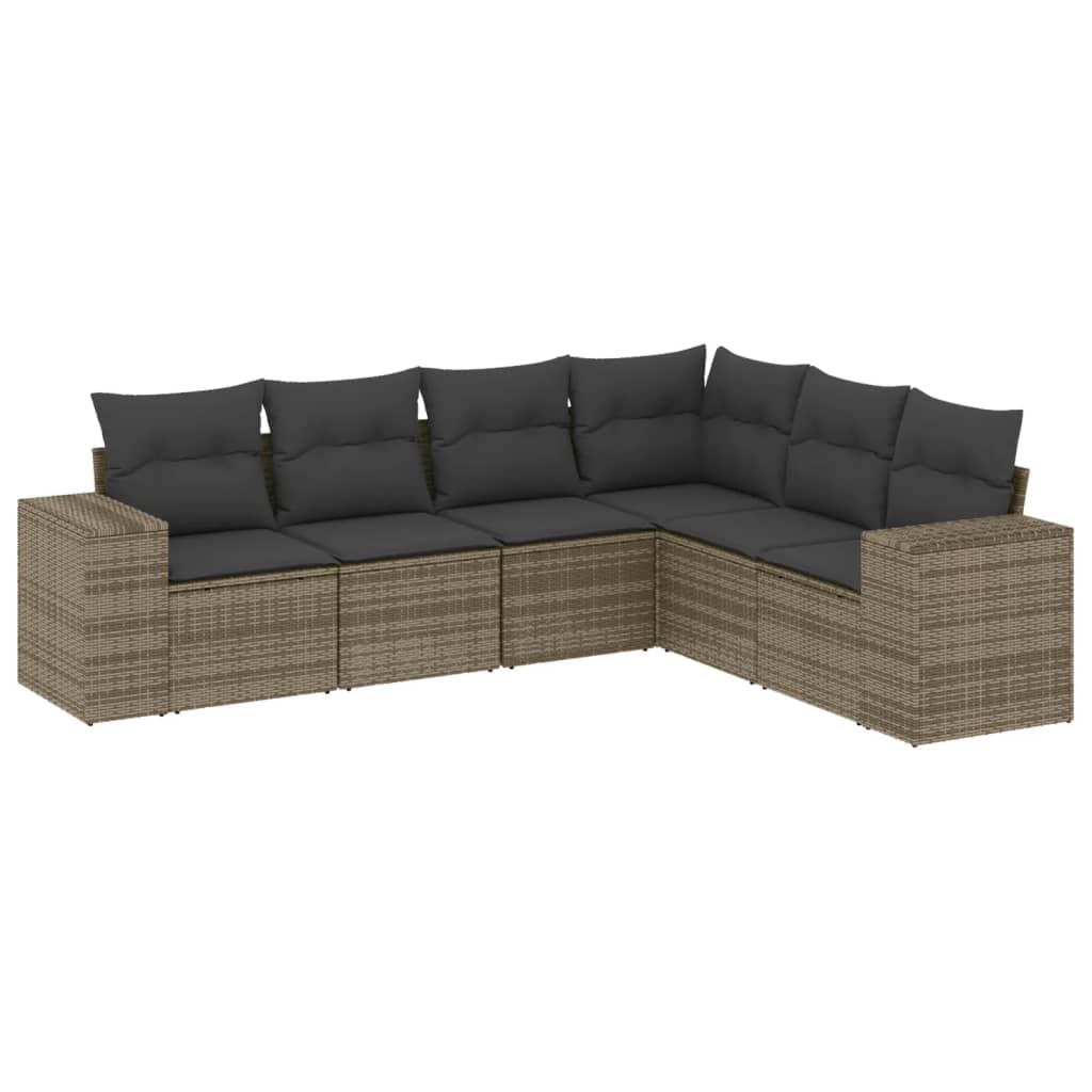 6-delige Loungeset met kussens poly rattan grijs is nu te koop bij PeponiXL, paradijselijk wonen!