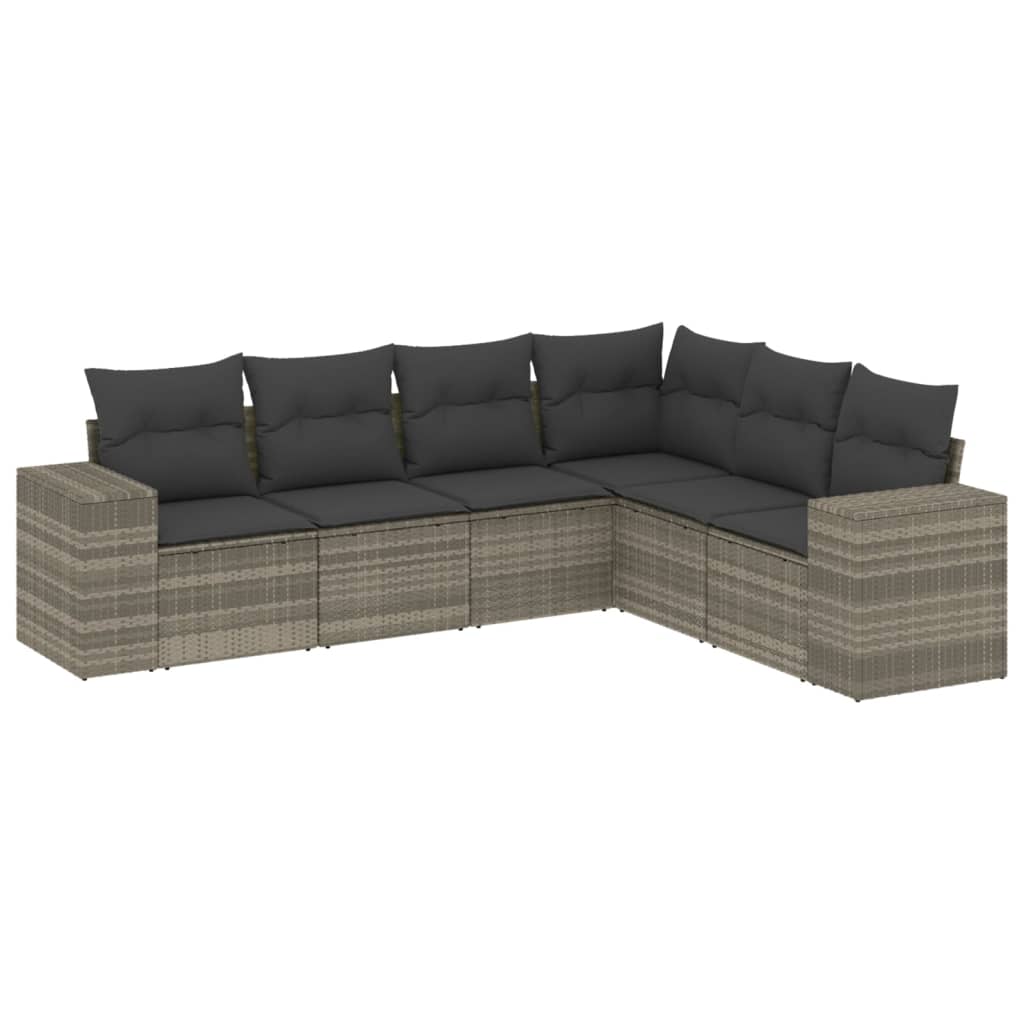 6-delige Loungeset met kussens poly rattan lichtgrijs is nu te koop bij PeponiXL, paradijselijk wonen!