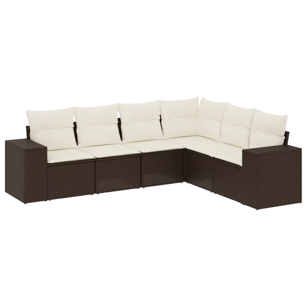 6-delige Loungeset met kussens poly rattan bruin is nu te koop bij PeponiXL, paradijselijk wonen!