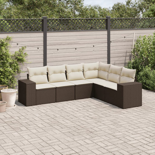 6-delige Loungeset met kussens poly rattan bruin is nu te koop bij PeponiXL, paradijselijk wonen!