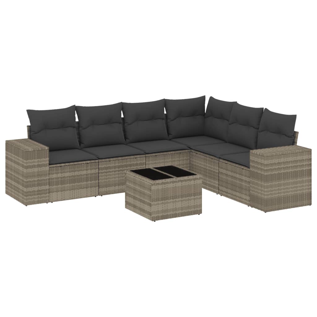 7-delige Loungeset met kussens poly rattan lichtgrijs is nu te koop bij PeponiXL, paradijselijk wonen!