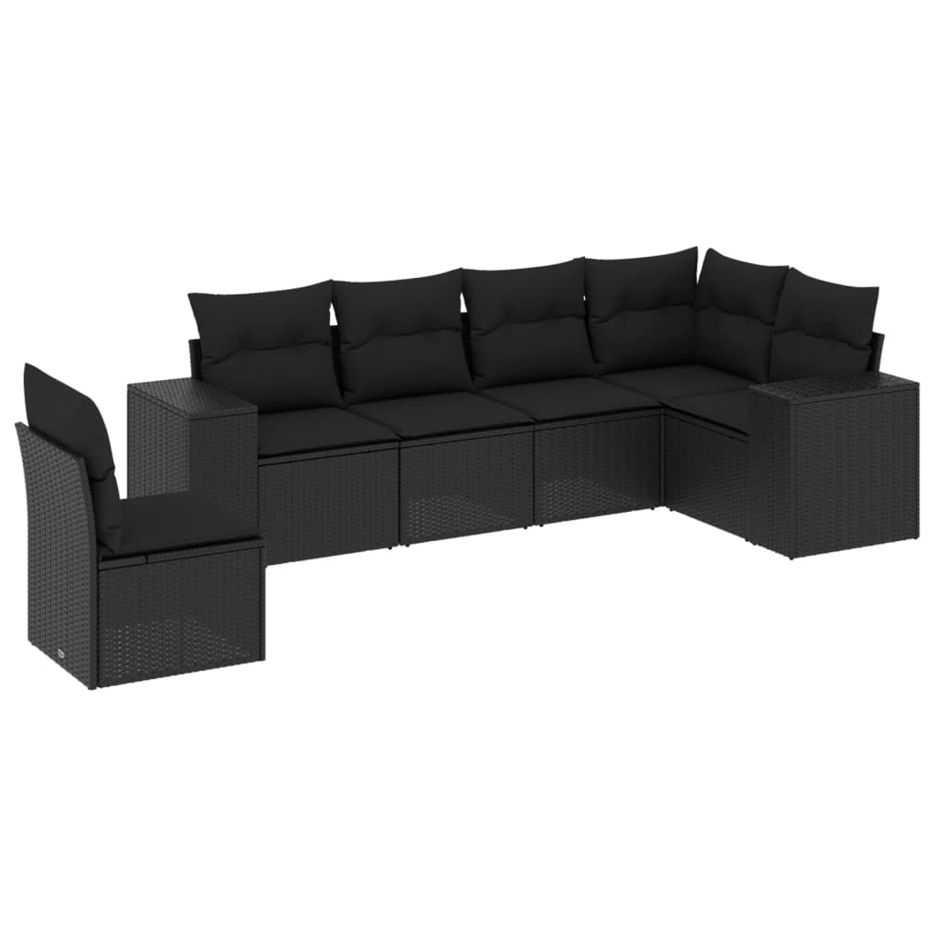 6-delige Loungeset met kussens poly rattan zwart is nu te koop bij PeponiXL, paradijselijk wonen!
