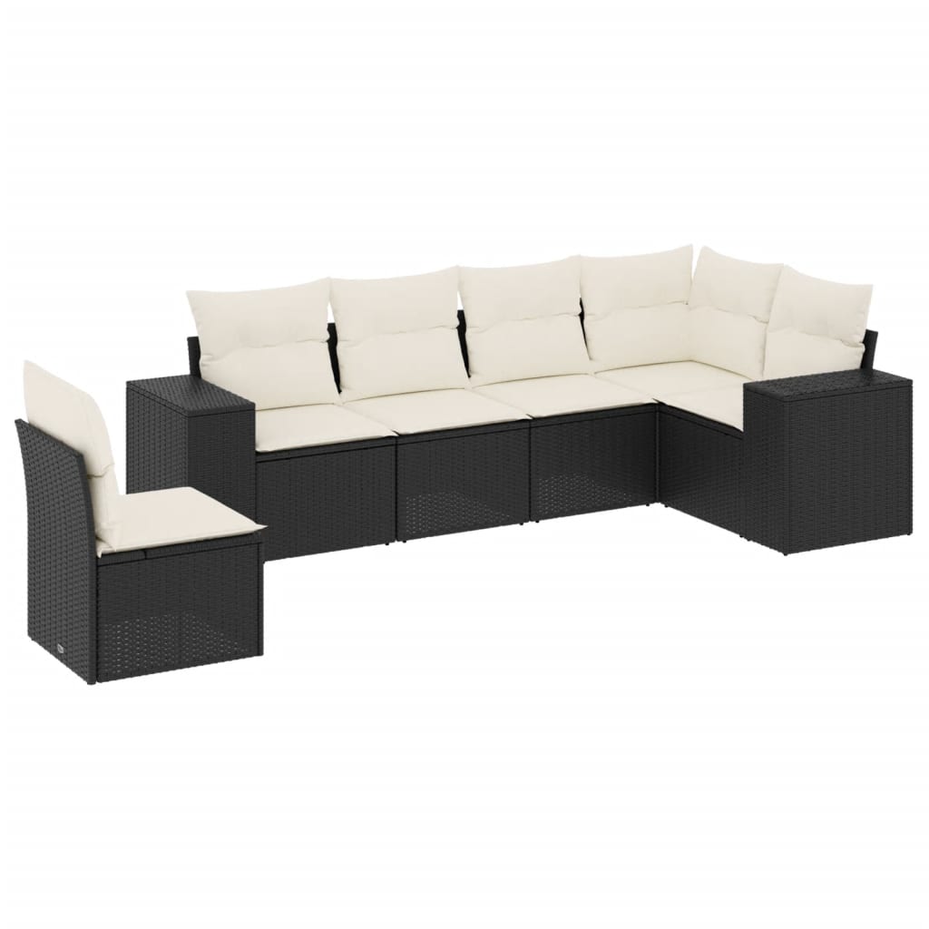 6-delige Loungeset met kussens poly rattan zwart is nu te koop bij PeponiXL, paradijselijk wonen!