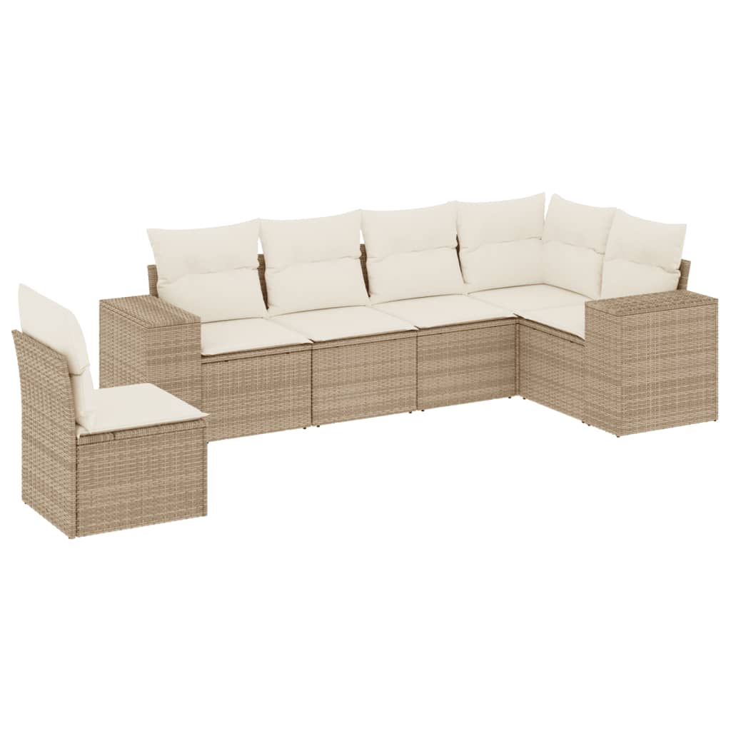 6-delige Loungeset met kussens poly rattan beige is nu te koop bij PeponiXL, paradijselijk wonen!