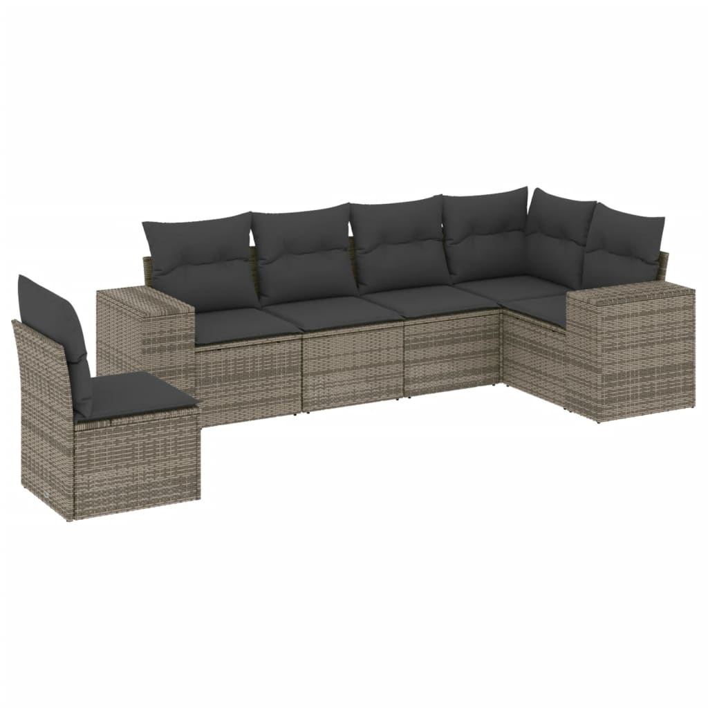 6-delige Loungeset met kussens poly rattan grijs is nu te koop bij PeponiXL, paradijselijk wonen!
