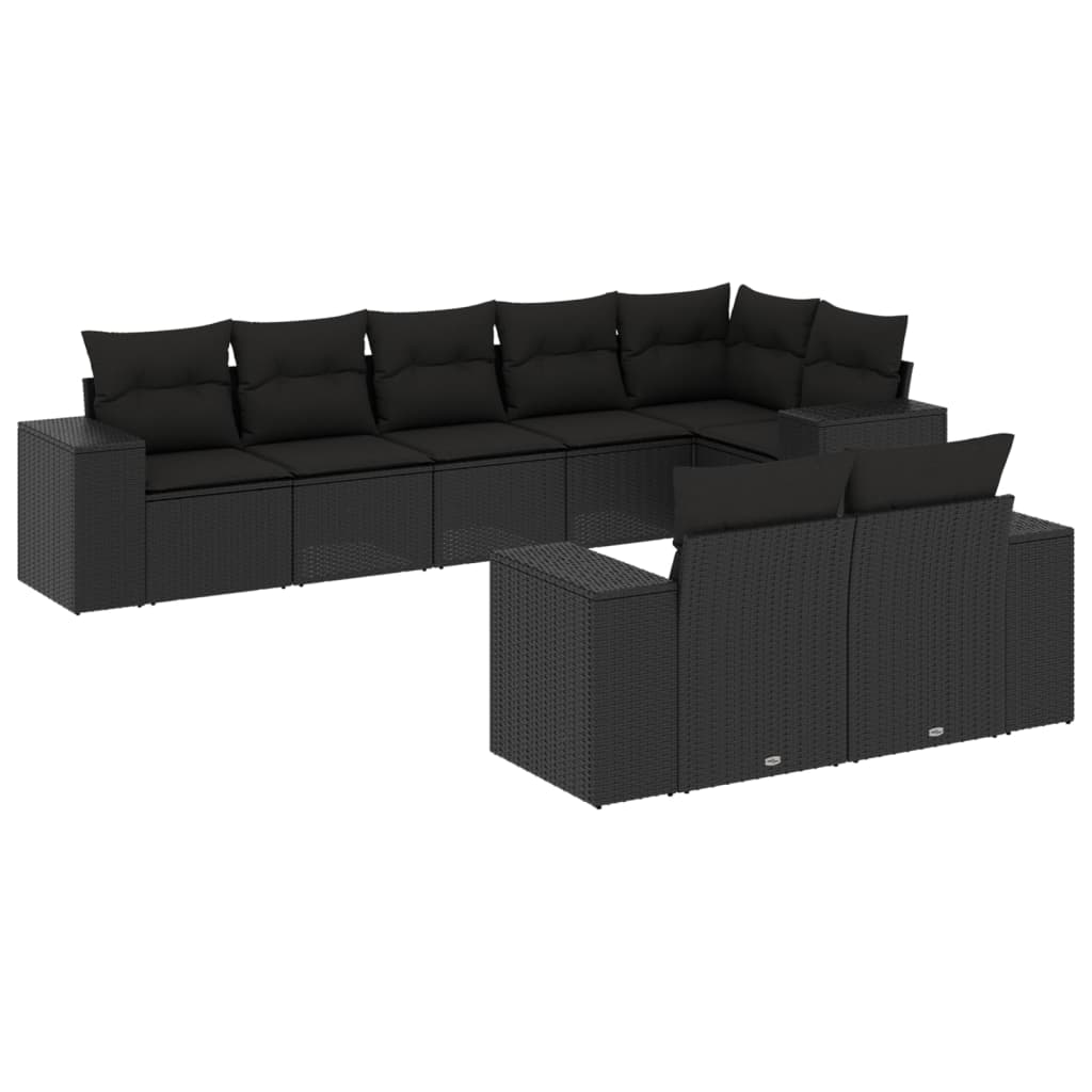 8-delige Loungeset met kussens poly rattan zwart is nu te koop bij PeponiXL, paradijselijk wonen!