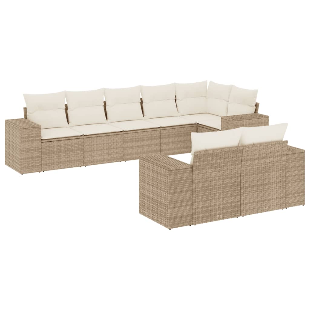 8-delige Loungeset met kussens poly rattan beige is nu te koop bij PeponiXL, paradijselijk wonen!
