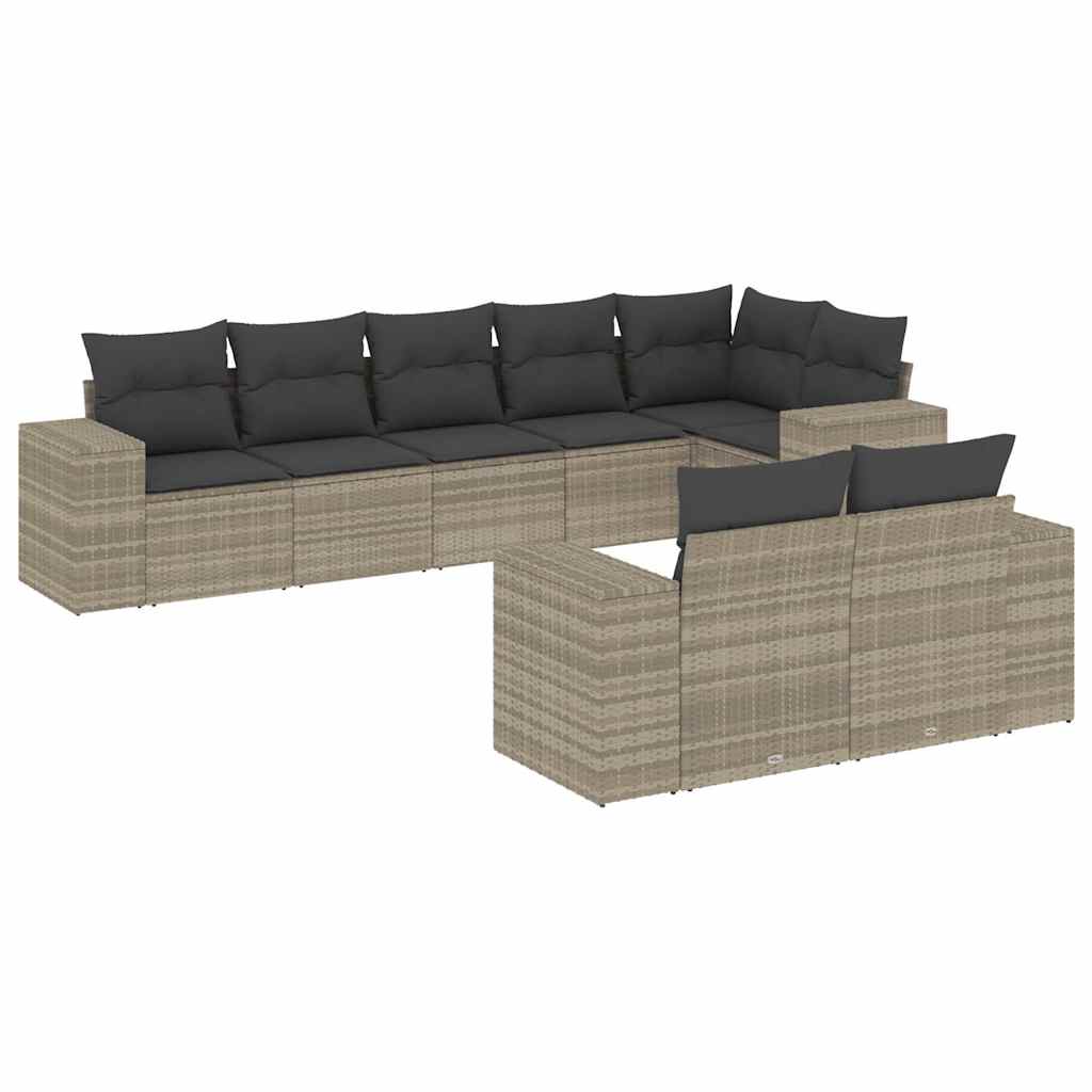 8-delige Loungeset met kussens poly rattan lichtgrijs is nu te koop bij PeponiXL, paradijselijk wonen!