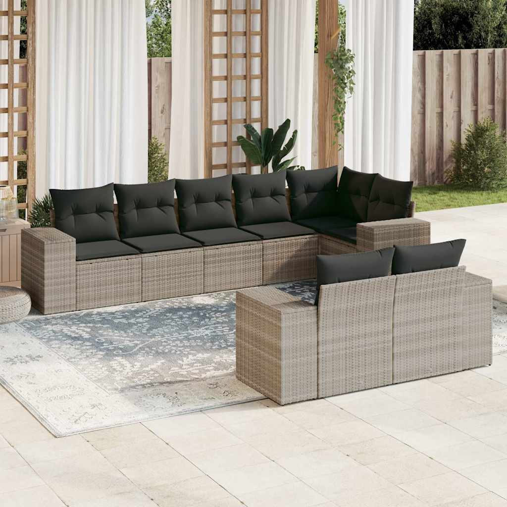 8-delige Loungeset met kussens poly rattan lichtgrijs is nu te koop bij PeponiXL, paradijselijk wonen!