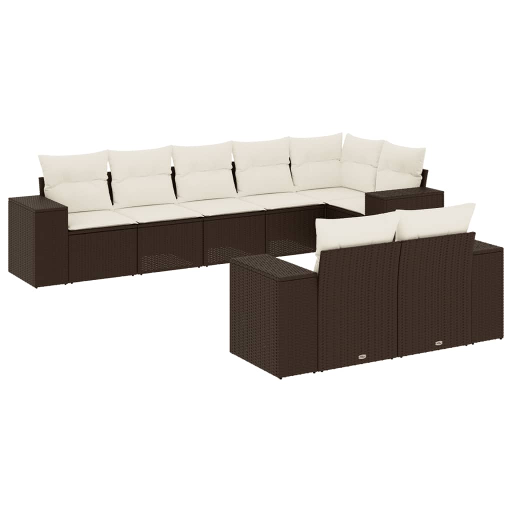 8-delige Loungeset met kussens poly rattan bruin is nu te koop bij PeponiXL, paradijselijk wonen!