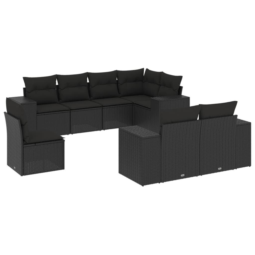 8-delige Loungeset met kussens poly rattan zwart is nu te koop bij PeponiXL, paradijselijk wonen!