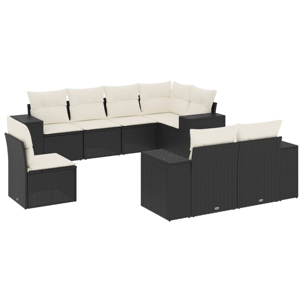 8-delige Loungeset met kussens poly rattan zwart is nu te koop bij PeponiXL, paradijselijk wonen!