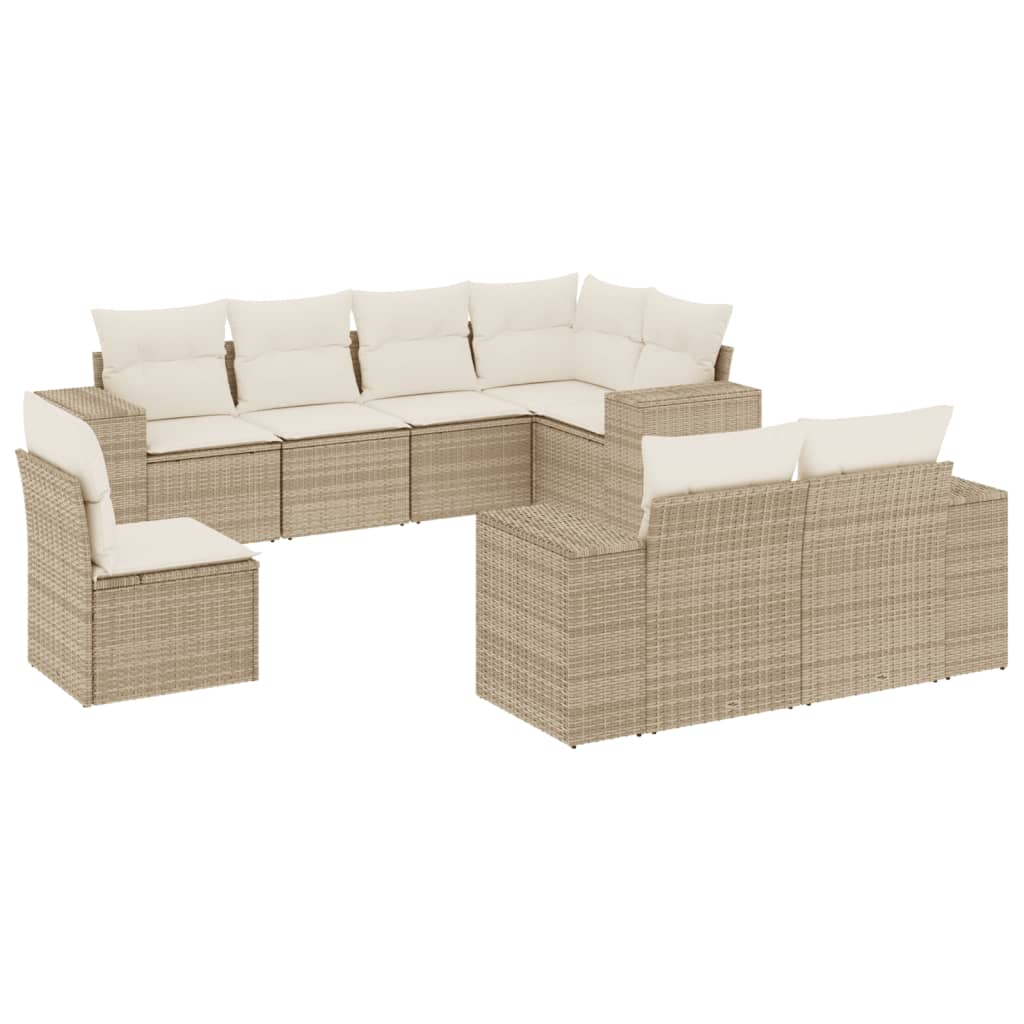 8-delige Loungeset met kussens poly rattan beige is nu te koop bij PeponiXL, paradijselijk wonen!