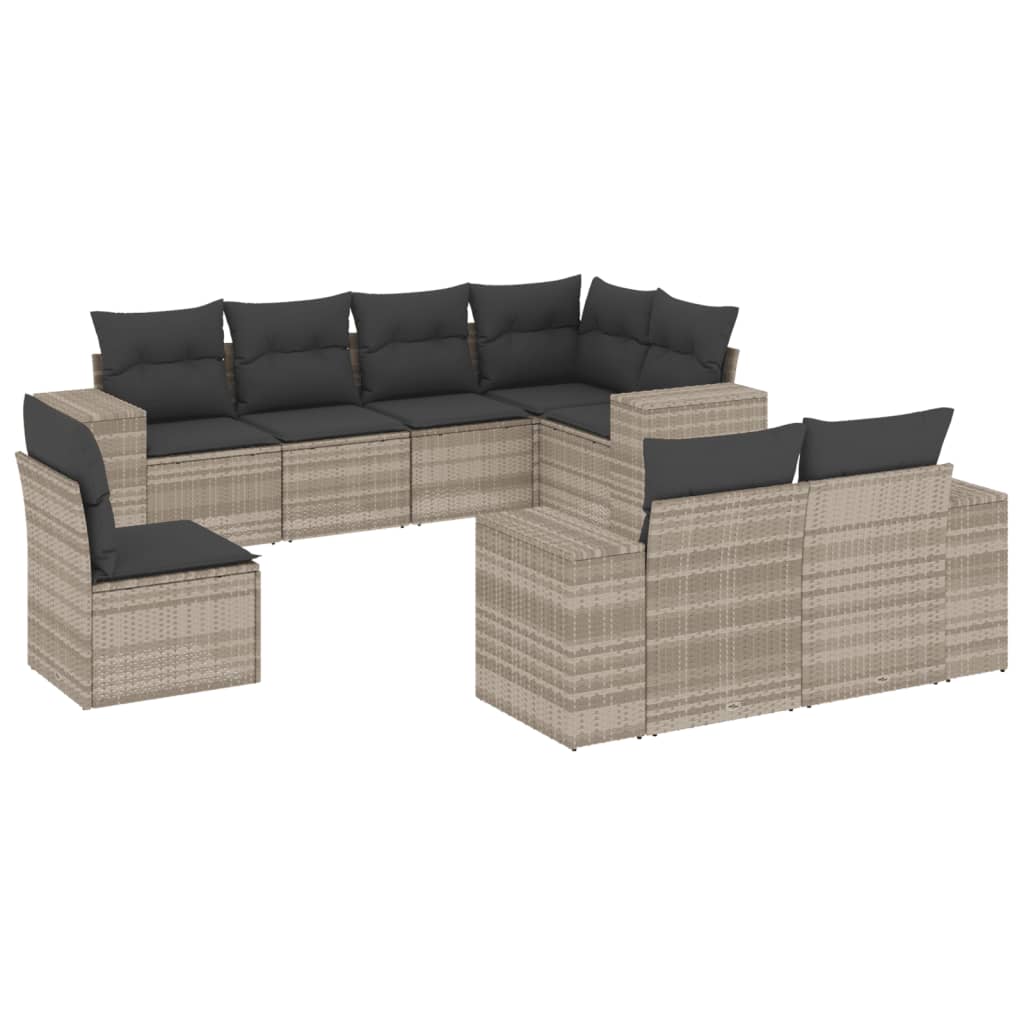 8-delige Loungeset met kussens poly rattan lichtgrijs is nu te koop bij PeponiXL, paradijselijk wonen!