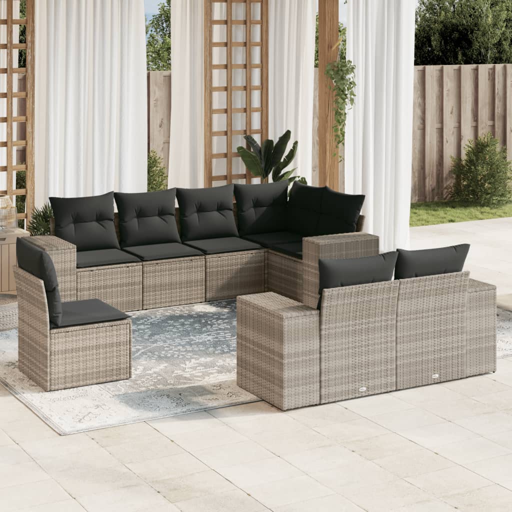 8-delige Loungeset met kussens poly rattan lichtgrijs is nu te koop bij PeponiXL, paradijselijk wonen!