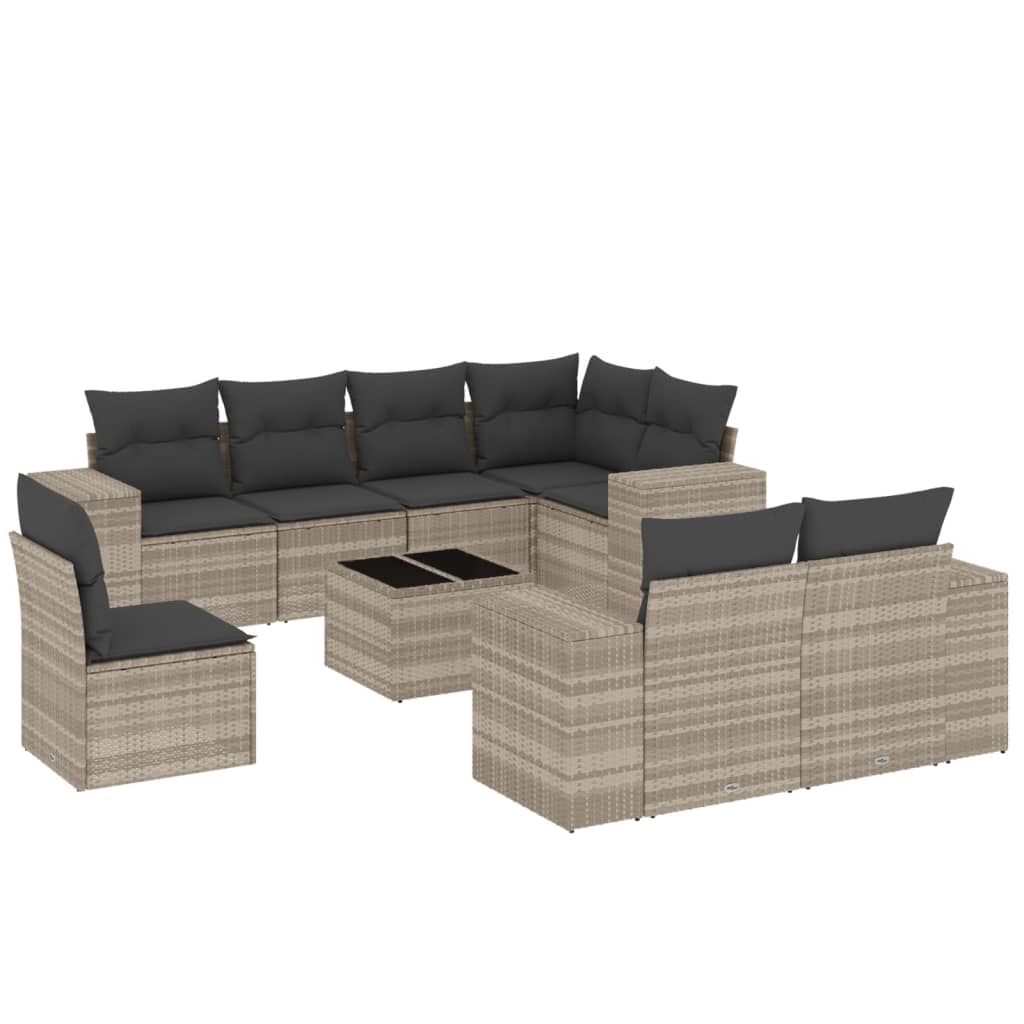 9-delige Loungeset met kussens poly rattan lichtgrijs is nu te koop bij PeponiXL, paradijselijk wonen!