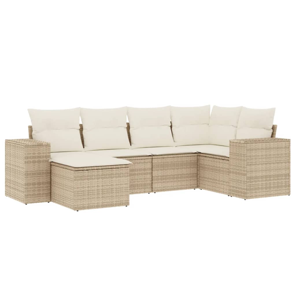 6-delige Loungeset met kussens poly rattan beige is nu te koop bij PeponiXL, paradijselijk wonen!