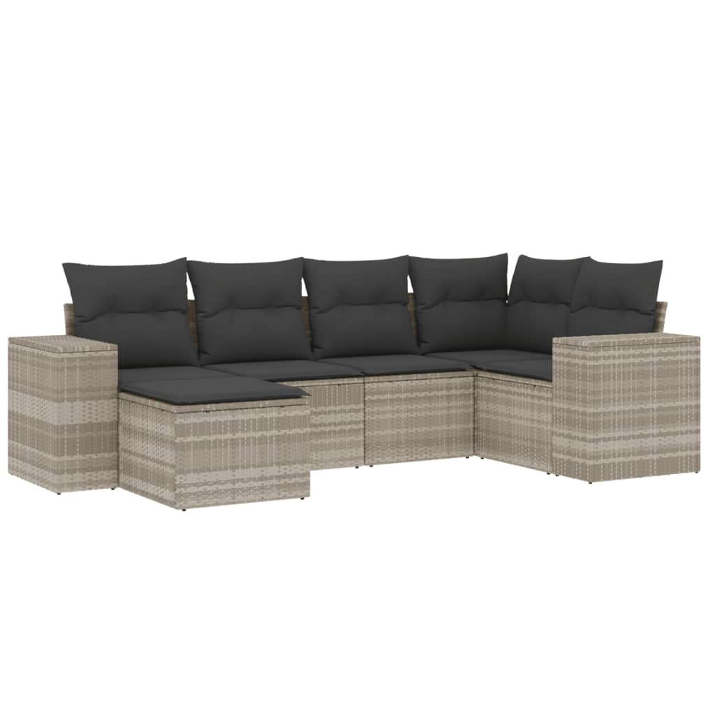 6-delige Loungeset met kussens poly rattan lichtgrijs is nu te koop bij PeponiXL, paradijselijk wonen!