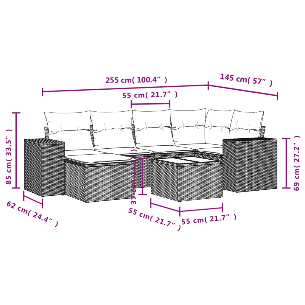 7-delige Loungeset met kussens poly rattan beige is nu te koop bij PeponiXL, paradijselijk wonen!