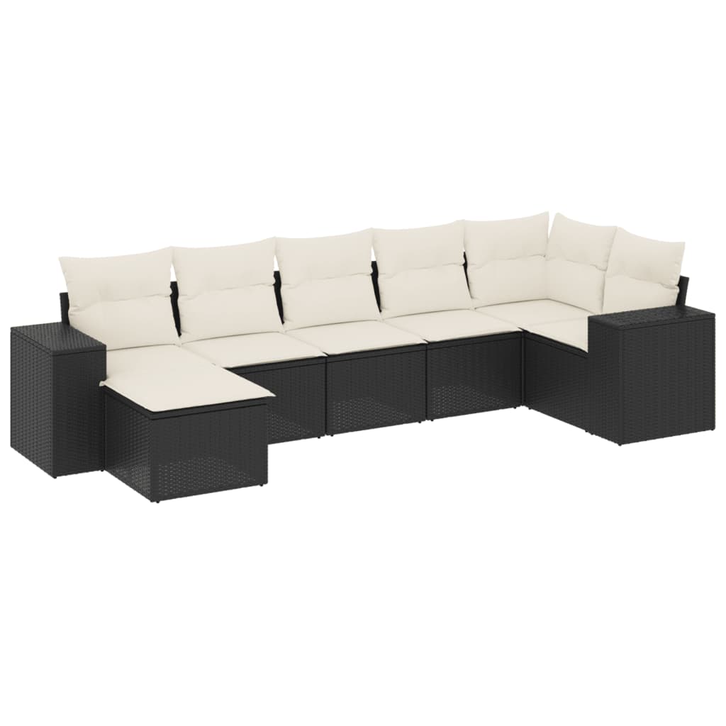 7-delige Loungeset met kussens poly rattan zwart is nu te koop bij PeponiXL, paradijselijk wonen!
