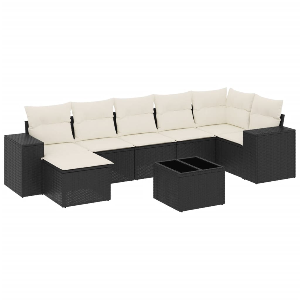 8-delige Loungeset met kussens poly rattan zwart is nu te koop bij PeponiXL, paradijselijk wonen!