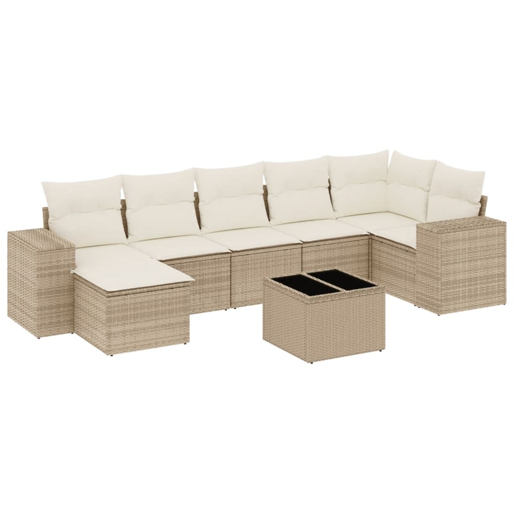 8-delige Loungeset met kussens poly rattan beige is nu te koop bij PeponiXL, paradijselijk wonen!