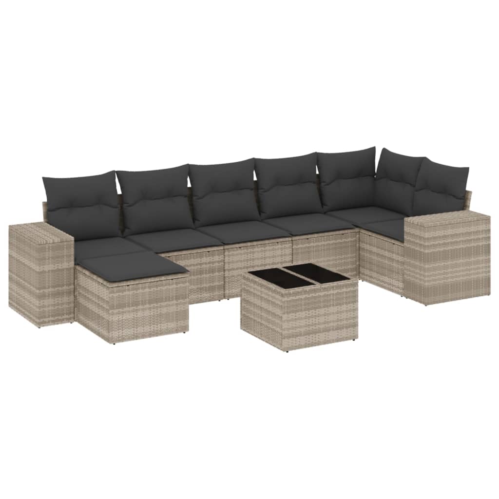8-delige Loungeset met kussens poly rattan lichtgrijs is nu te koop bij PeponiXL, paradijselijk wonen!