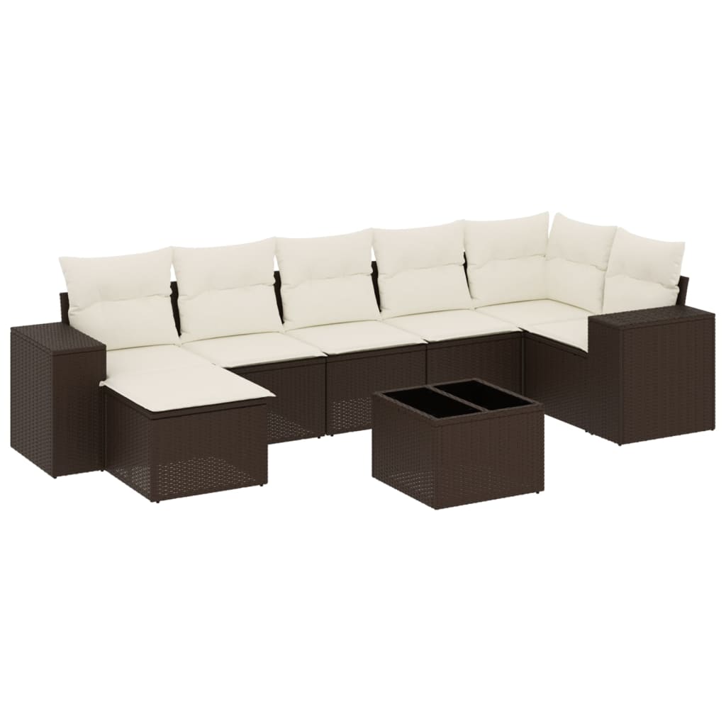 8-delige Loungeset met kussens poly rattan bruin is nu te koop bij PeponiXL, paradijselijk wonen!
