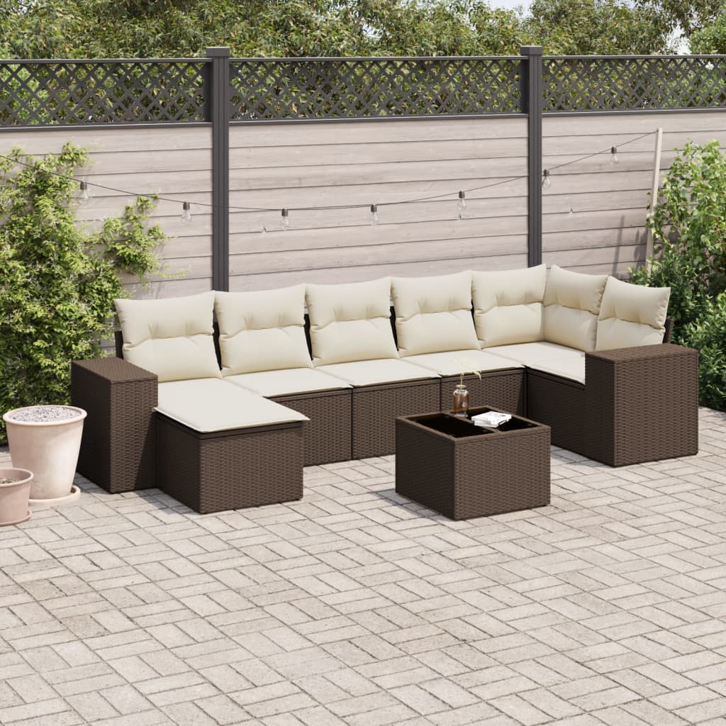 8-delige Loungeset met kussens poly rattan bruin is nu te koop bij PeponiXL, paradijselijk wonen!