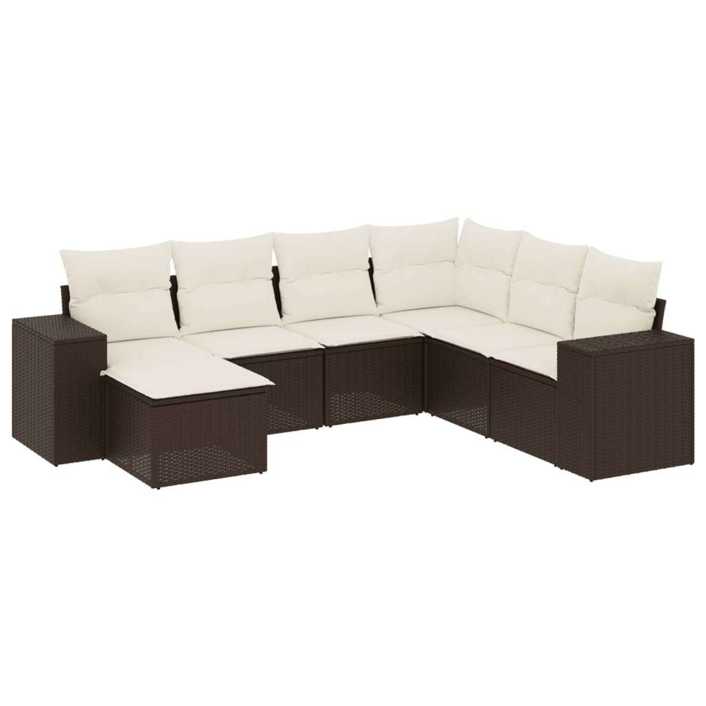 7-delige Loungeset met kussens poly rattan bruin is nu te koop bij PeponiXL, paradijselijk wonen!