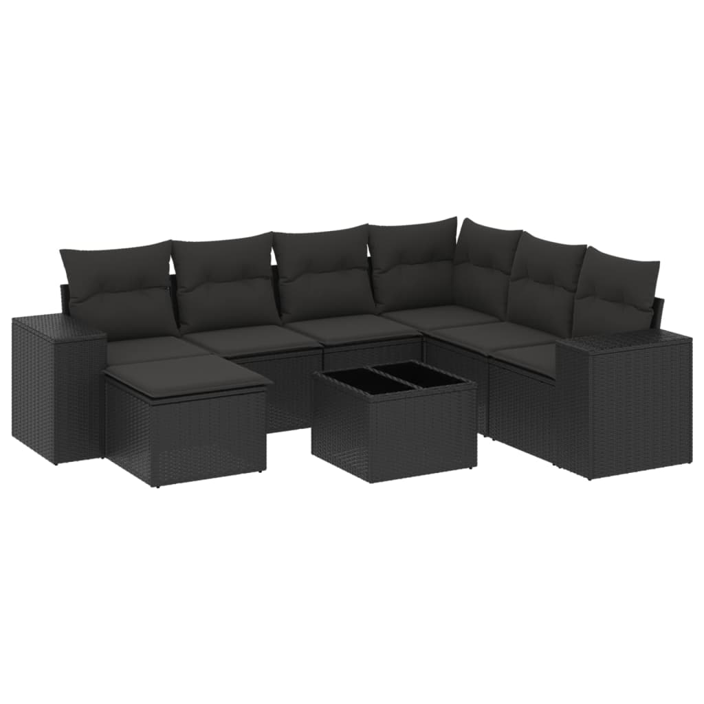 8-delige Loungeset met kussens poly rattan zwart is nu te koop bij PeponiXL, paradijselijk wonen!